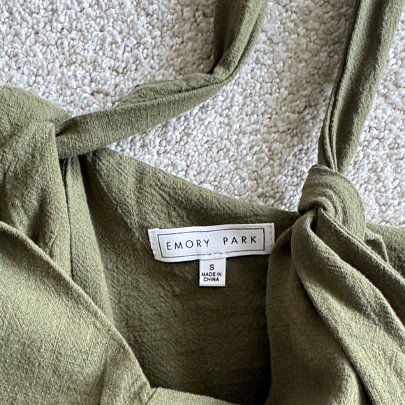 Emory Park Khaki Jumpsuit with Tie Straps - Picture 2 of 6